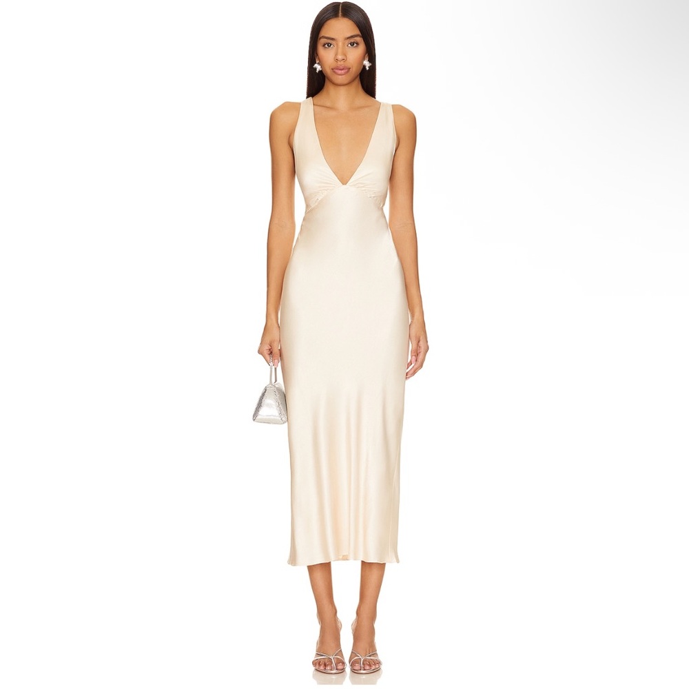 Shona Joy La Lune Plunged Midi Dress - Cream